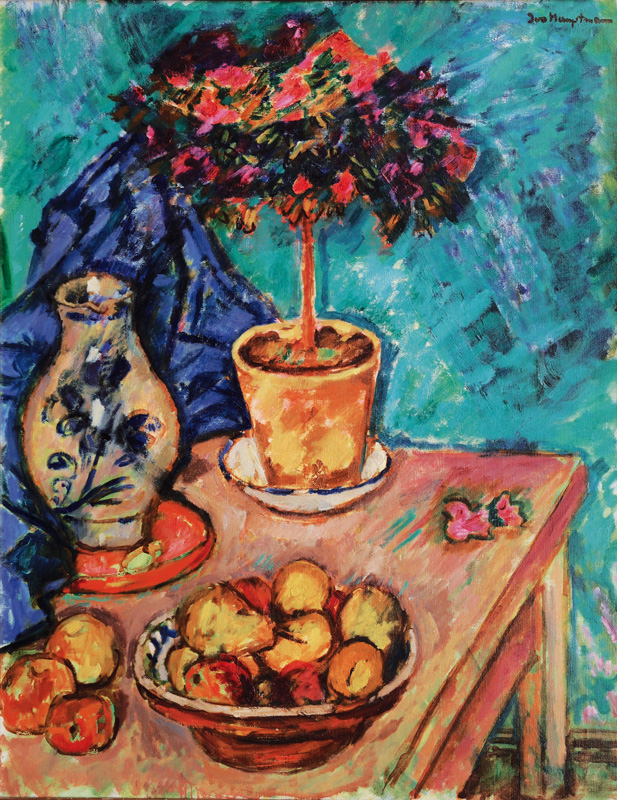 Still Life with Azalea and Fruits