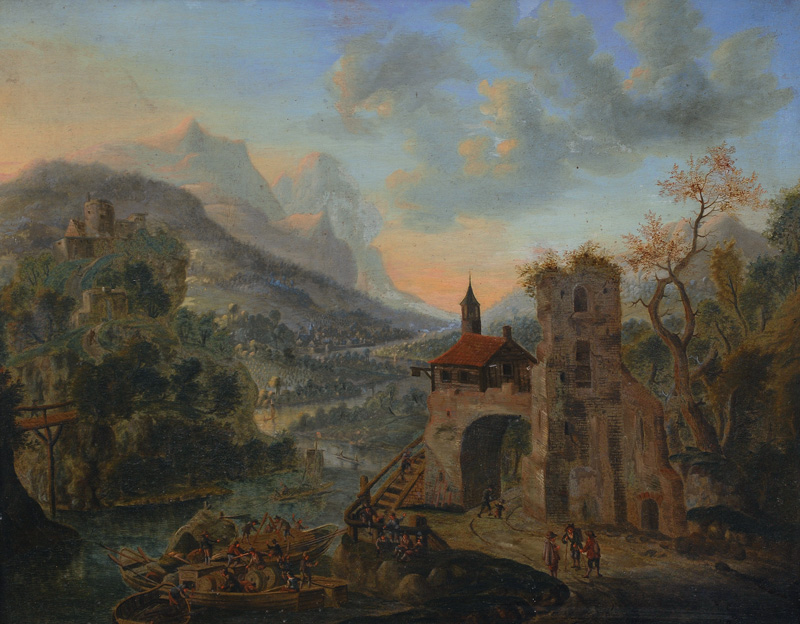 Panoramic Landscape with Boatmen