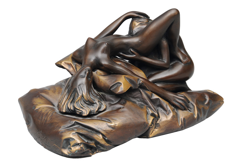 A rare bronze group "An erotical daydream"
