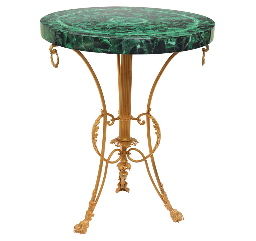 A Russian salon table with malachite tabletop