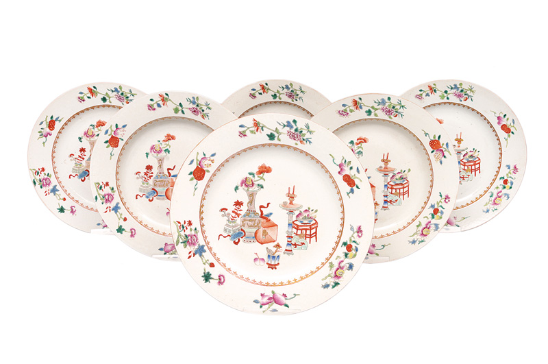 A set of 6 fine plates with "100 Antiquities"
