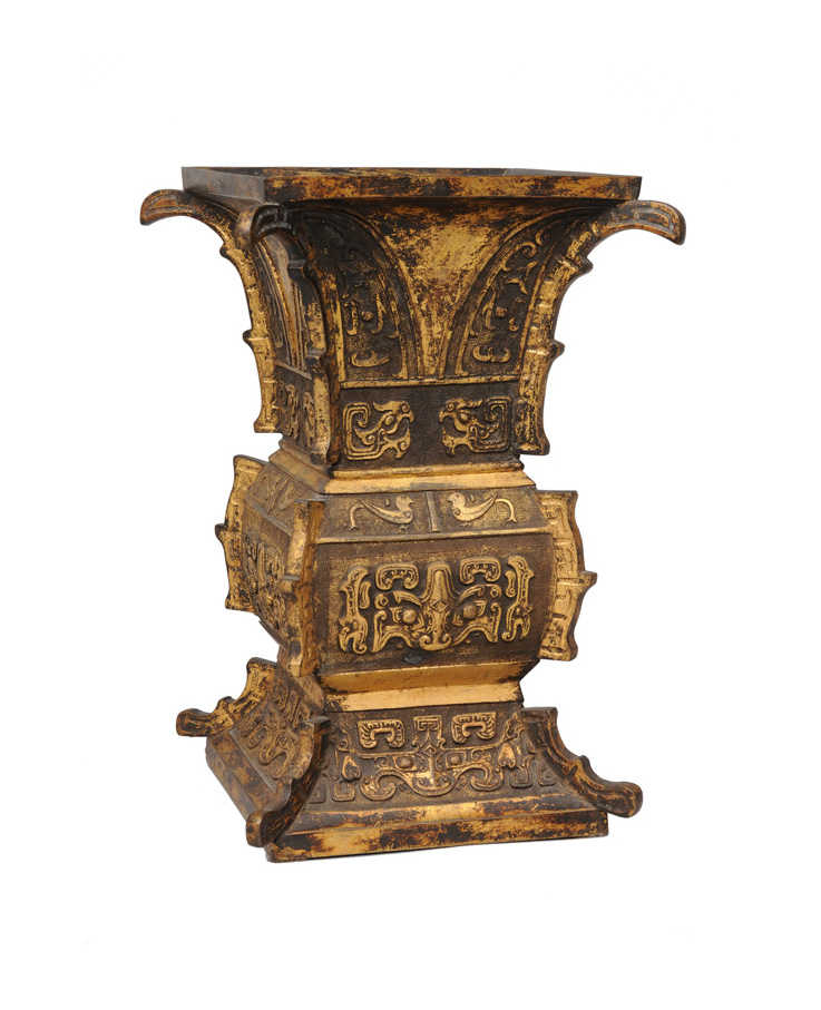 Seltene Bronze-Vase "FANGZUN" im archaischen Stil
