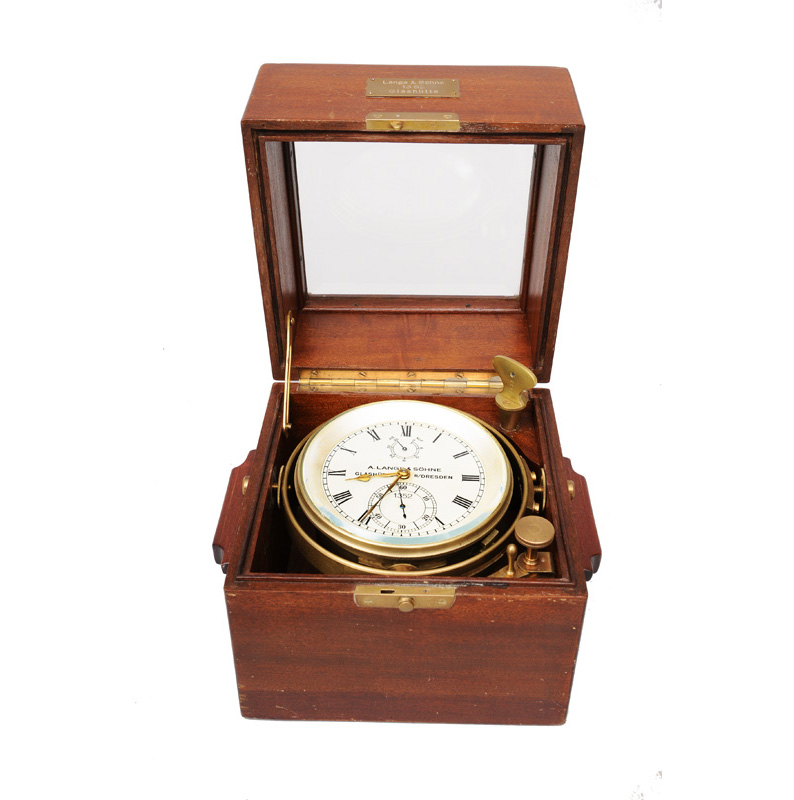 A marine chronometer with anchor movement