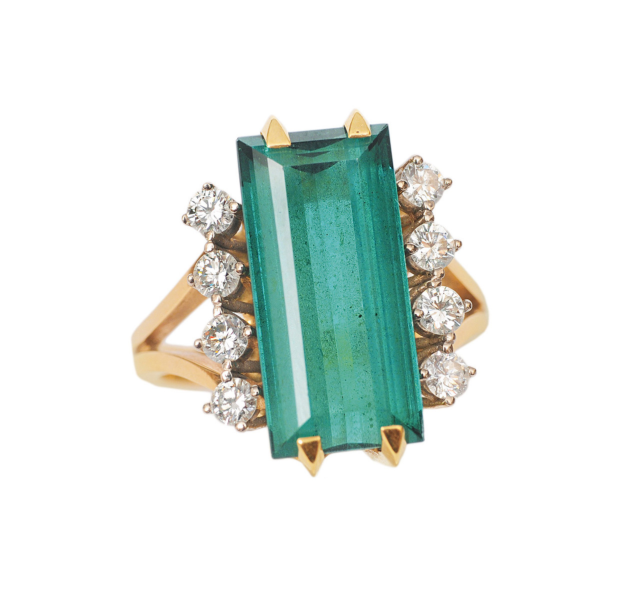 A tourmaline diamond ring