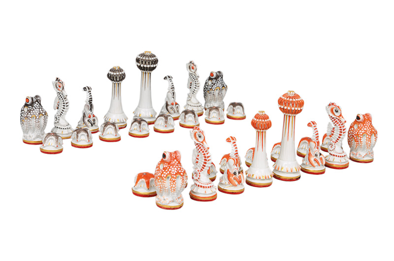 Art Nouveau chess figures "sea animals"