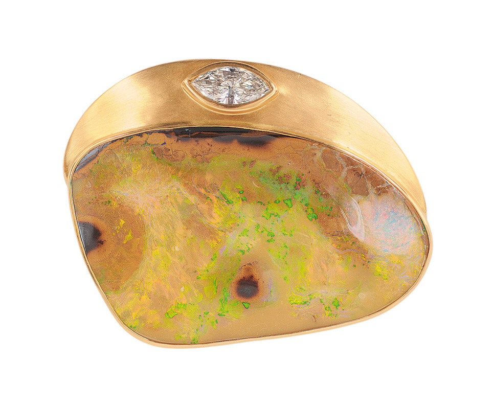 A modern opal diamond pendant