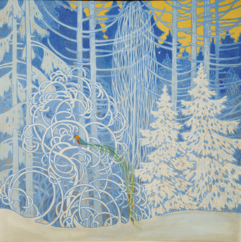 Maler des Jugendstils, tätig um 1900 - Bird of Paradise in a Winter Wood Bird of Paradise in a Winter Wood