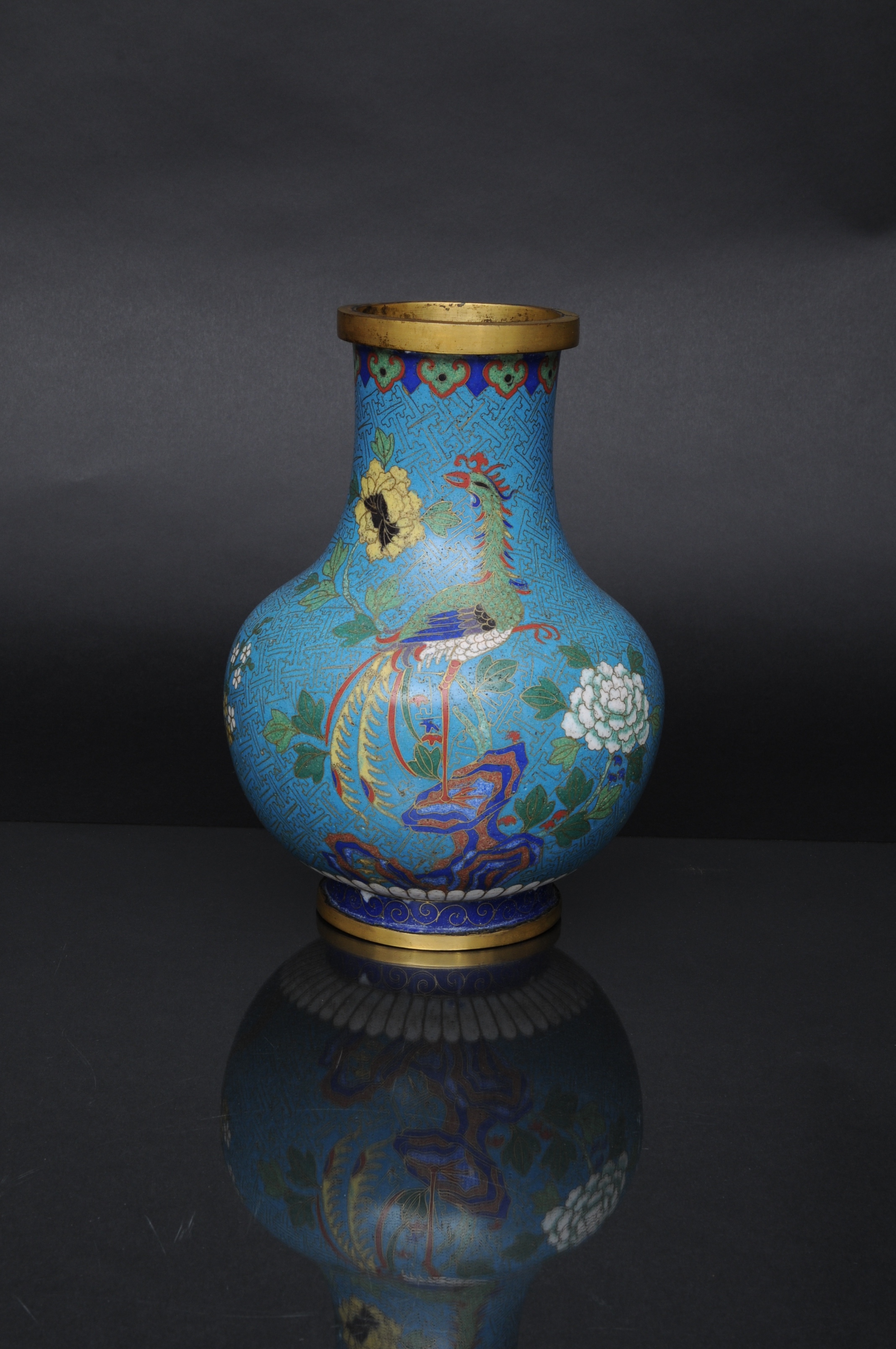Cloissoné-Vase mit Phönix - Bild 2