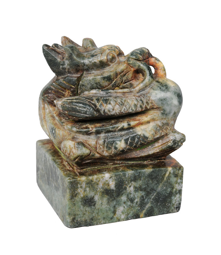 A large jade seal with dragon