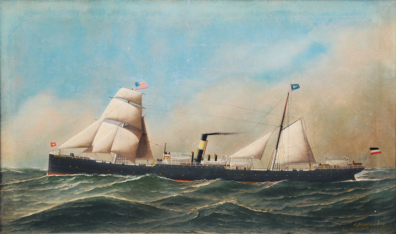 Antonio Niccolò Gasparo Jacobsen - The Hamburg Steam Ship Sorrento heading for the USA The Hamburg Steam Ship Sorrento heading for the USA