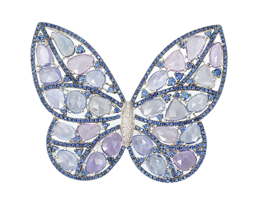 An extraordinary sapphire pendant in the shape of a butterfly