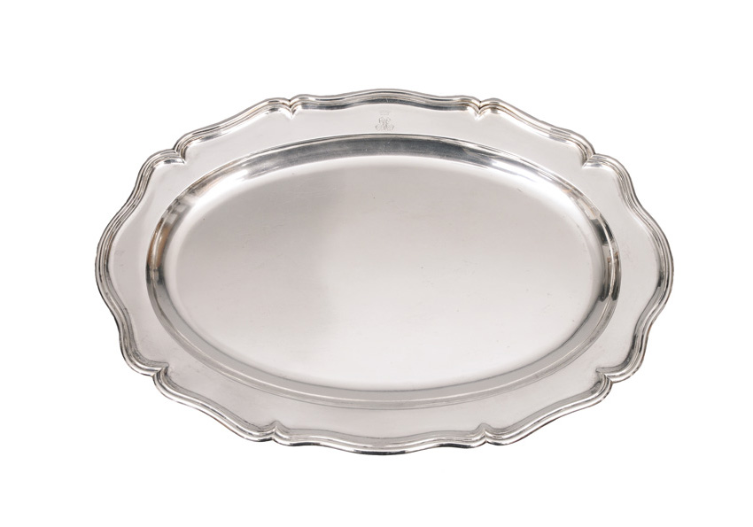 A hug oval Biedermeier tray