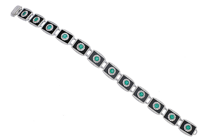 An emerald onyx bracelet in Art-Déco style - image 2