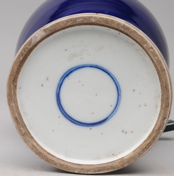Leuchtend blaue Balustervase mit Trompeten-Rand - Bild 2