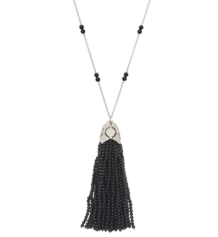 An Onyx diamond pendant with necklace in Art-déco style - image 2