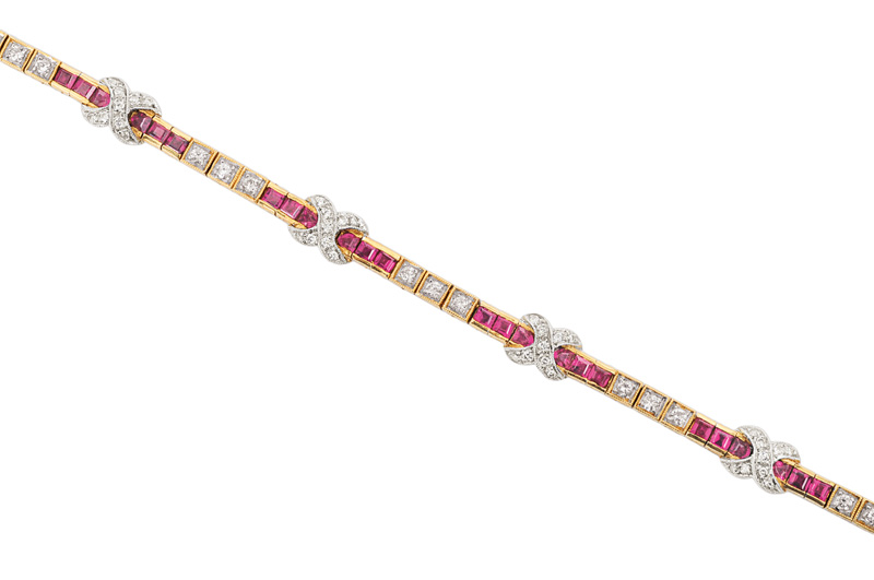 A ruby diamond bracelet in Art-Déco style - image 2