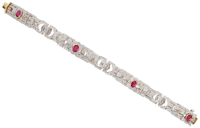 A diamond ruby bracelet in  Art-Déco-style - image 3