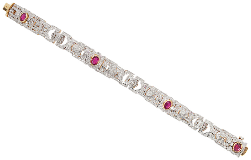 A diamond ruby bracelet in Art-Déco-style - image 3