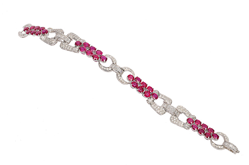 A fine ruby diamond bracelet in Art-Déco style - image 2
