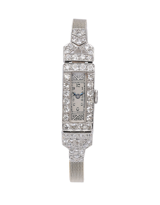Art-Déco-Armbanduhr mit Diamant-Besatz
