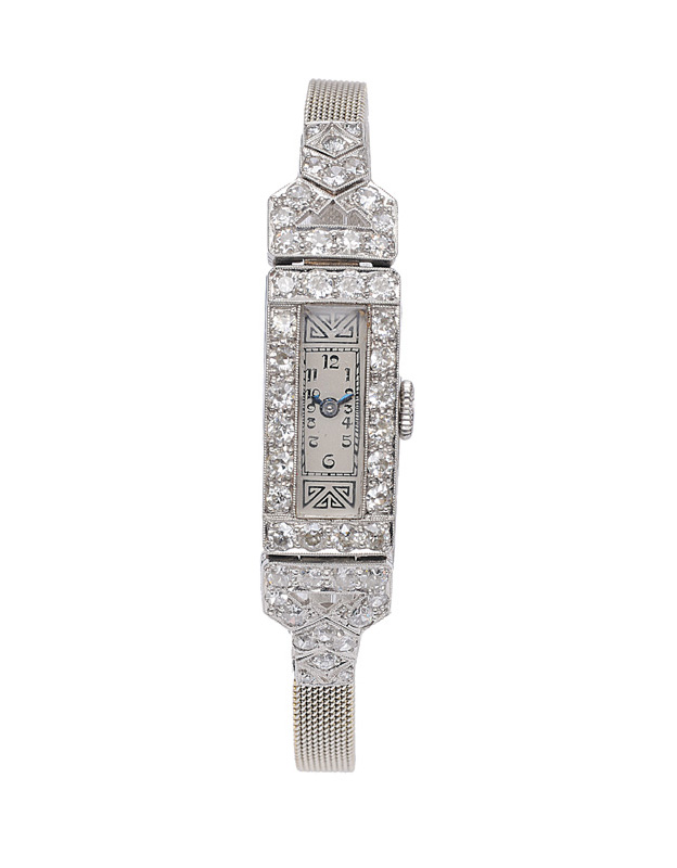 An Art-Déco watch with diamonds