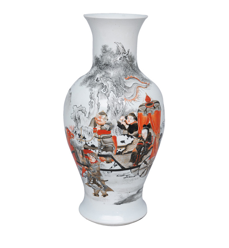 An elegant baluster vase with fine grisaille-painting