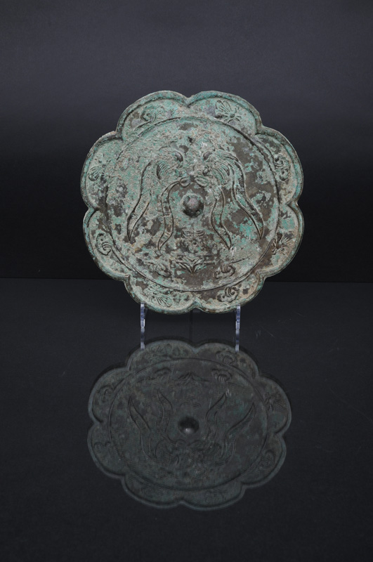 Bronze-Spiegel mit Phönix-Paar - Bild 2