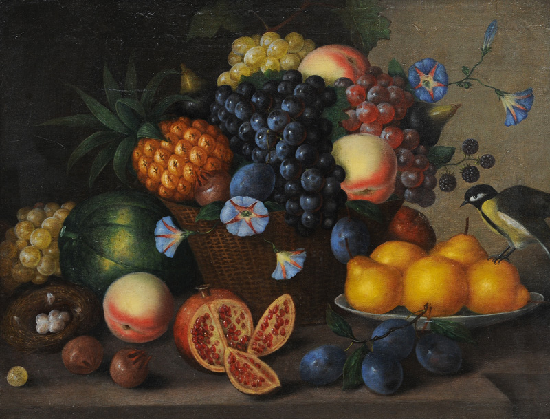 Fruit Still Life with Tit