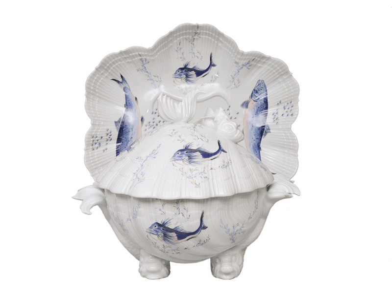 A large fish tureen on platter - image 2