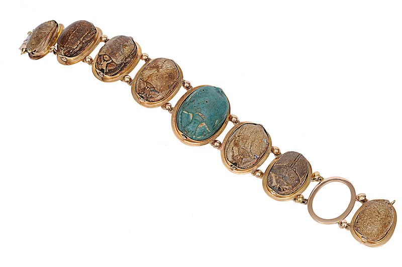 Exzeptionelles Gold-Armband mit antiken Skarabäen - Bild 2