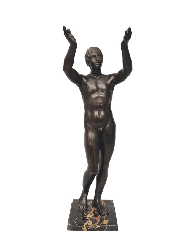 A big bronze figure "Adorant - The Adoring Youth"