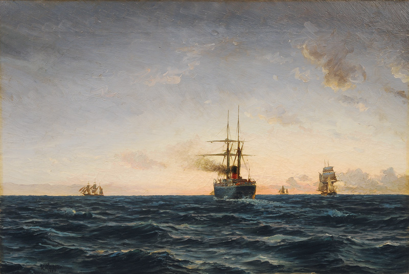 Dampfschiff und Segelschiffe