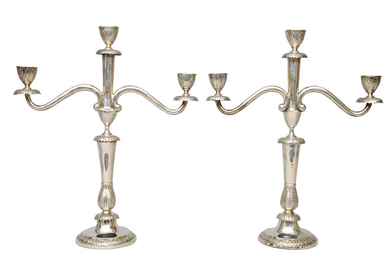 A pair of elegant Biedermeier candlesticks