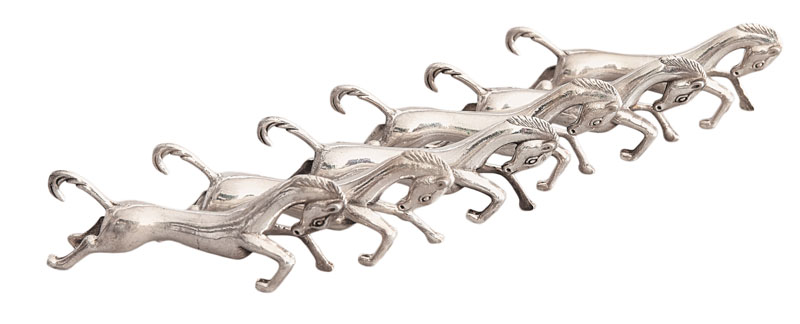 Gebrüder Deyhle, gegr. 1820 in Schwäbisch Gmünd - Satz von 6 Messerbänken in Pferde-Form Satz von 6 Messerbänken in Pferde-Form