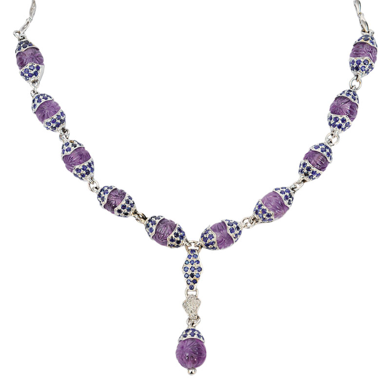 An extraordinary amethyst sapphire necklace in Art-Déco style