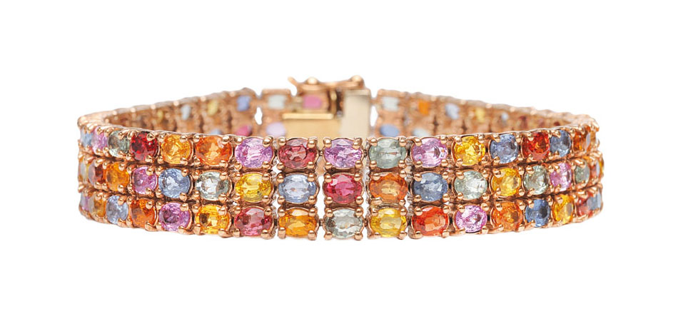 Farbenreiches Saphir-Rubin-Armband