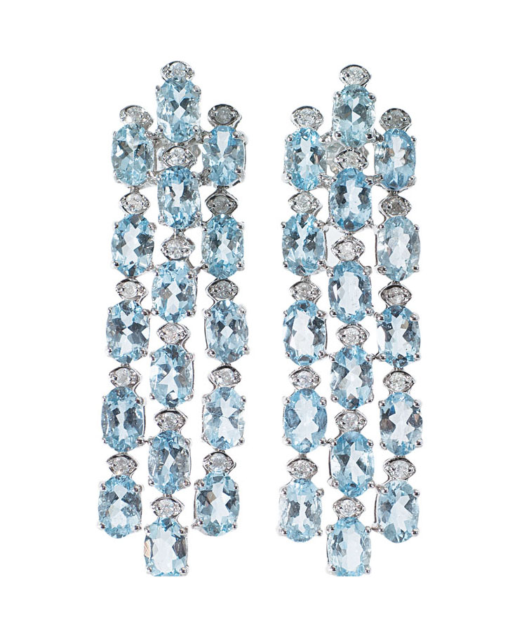 A pair of aquamarin diamond earpendants