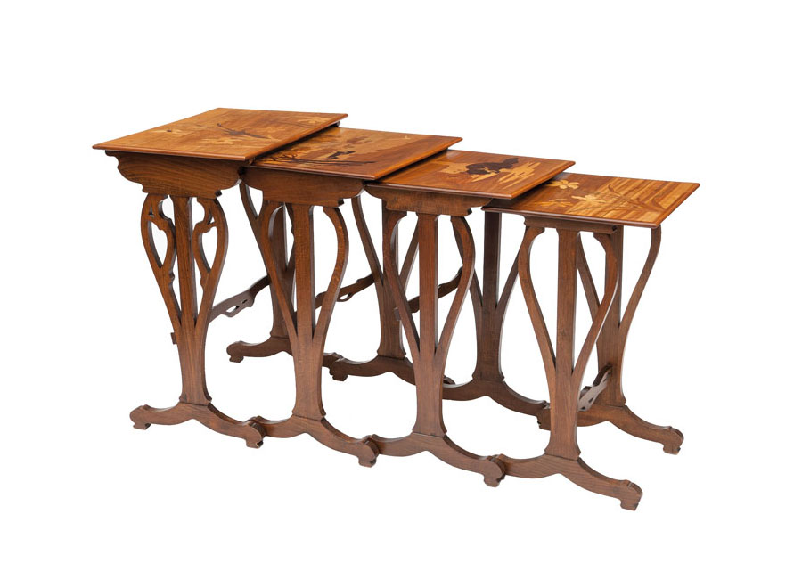 A set of four Art Nouveau intarsia tables - image 2