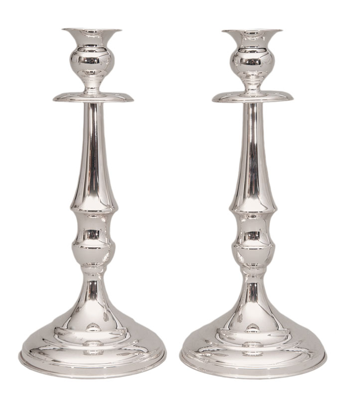 A pair of Biedermeier style candlesticks