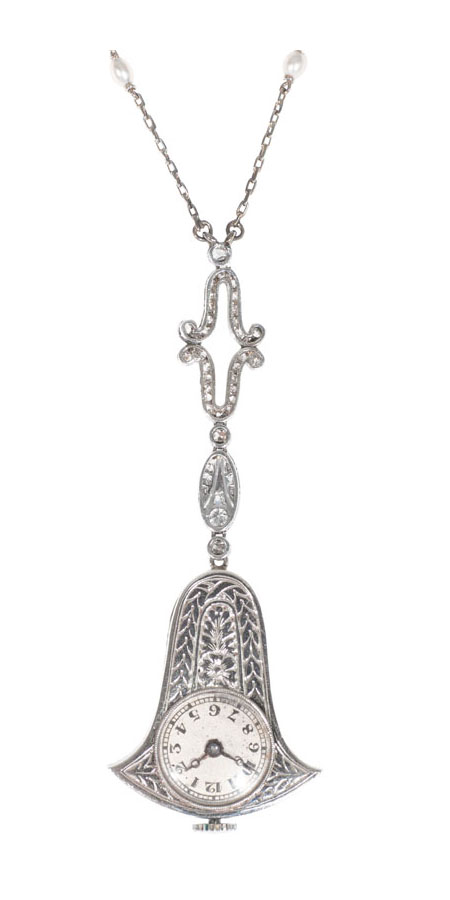 A Vienna Art-Déco watch pendant with diamonds and necklace - image 2