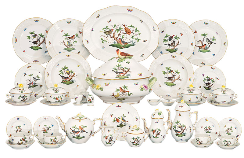 - Umfangreiches Speise- und Kaffeeservice 'Rothschild Oiseaux' für 6 Personen Umfangreiches Speise- und Kaffeeservice 'Rothschild Oiseaux' für 6 Personen