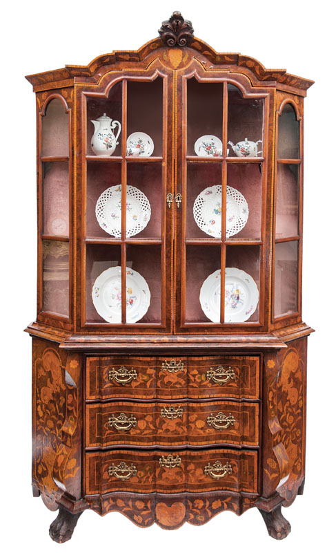A Dutch cabinet with floral marquetry