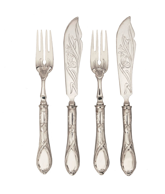 An Art Nouveau fish cutlery for 6 persons