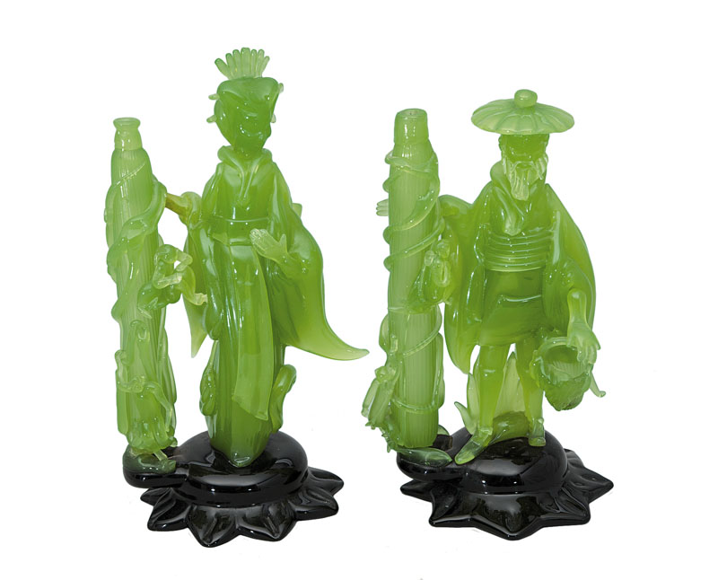 Paar dekorativer Glasskulpturen 'Chinesenpaar'