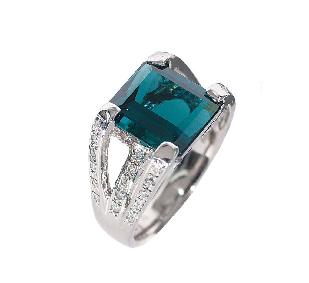 A modern tourmaline diamond ring