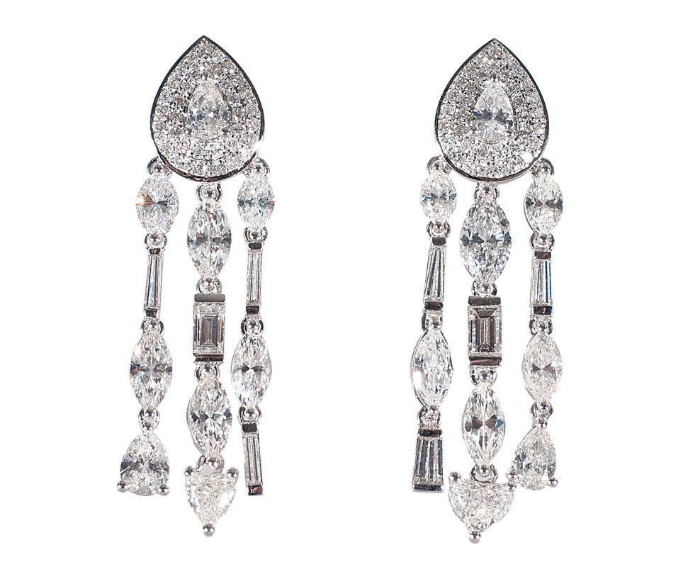 Paar hochkarätiger Diamant-Brillant-Ohrhänger