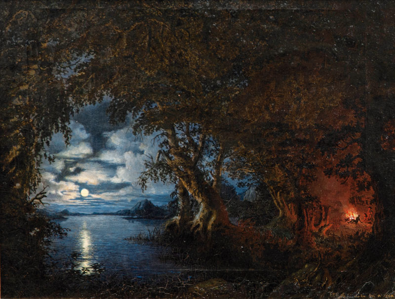 Waldlandschaft mit Vollmond