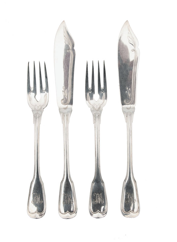 An Art Nouveau fish cutlery