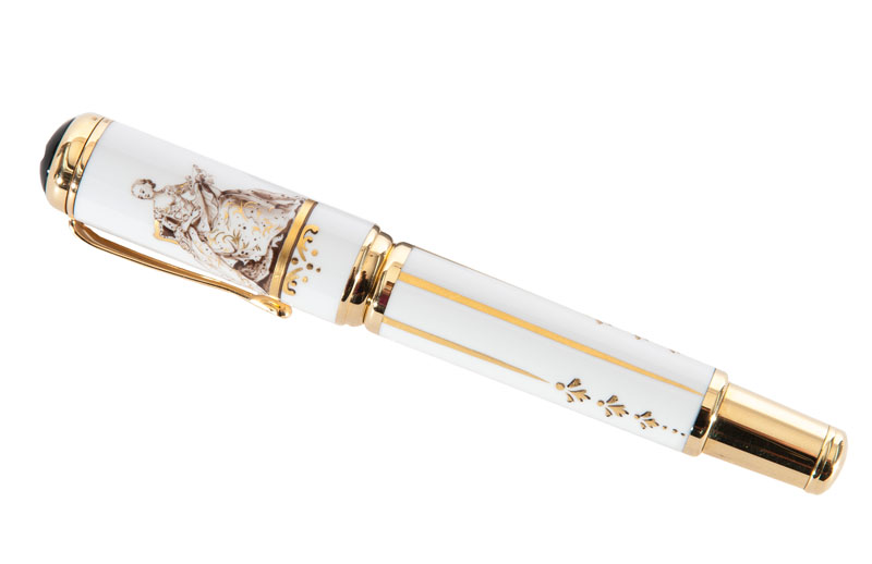 A Mont Blanc fountain pen of Meissen porcellain 'Marquise de Pompadour' der Edition 'Patron of Art