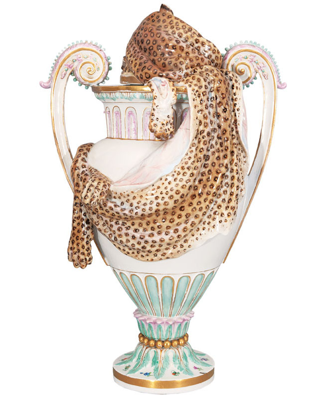 Außergewöhnliche Potpourri-Vase mit Leopardenfell - Bild 2